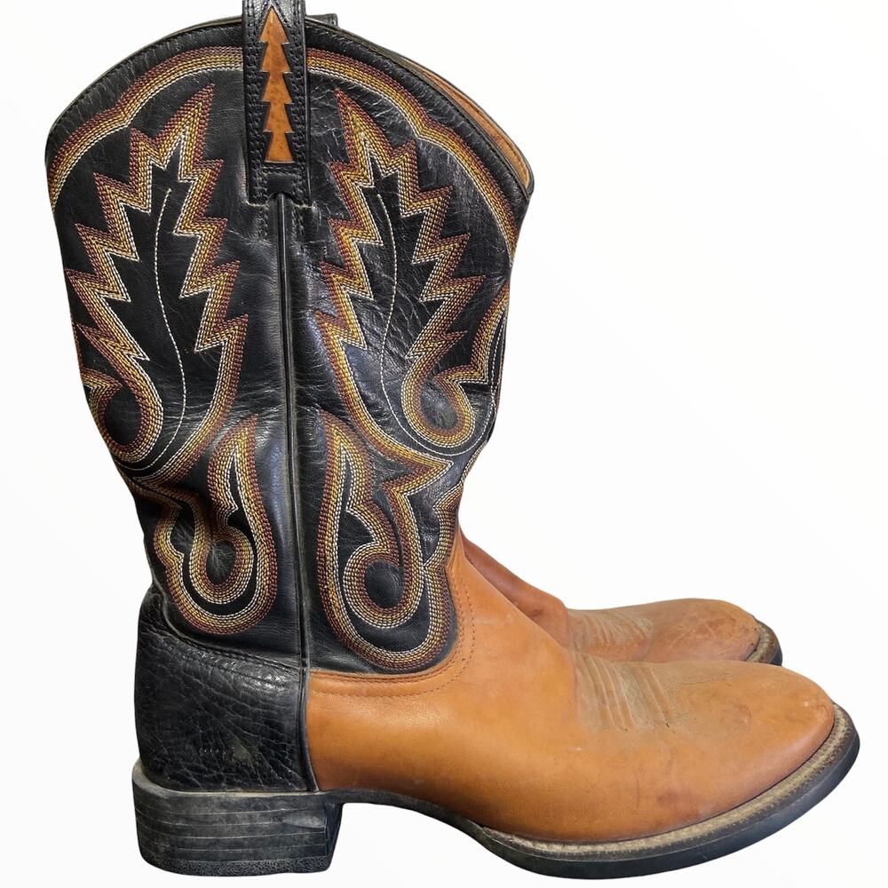 Ariat Amos Boots Distressed Leather Western ATS Shock Shield Duratread 7.5